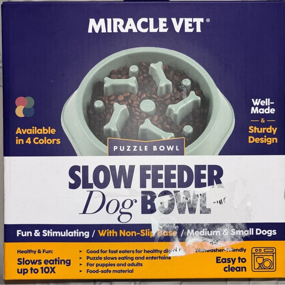 Miracle Vet Slow Feeder Dog Bowls Fast Small-Med Dogs Puzzle Maze Pink NEW (A1)